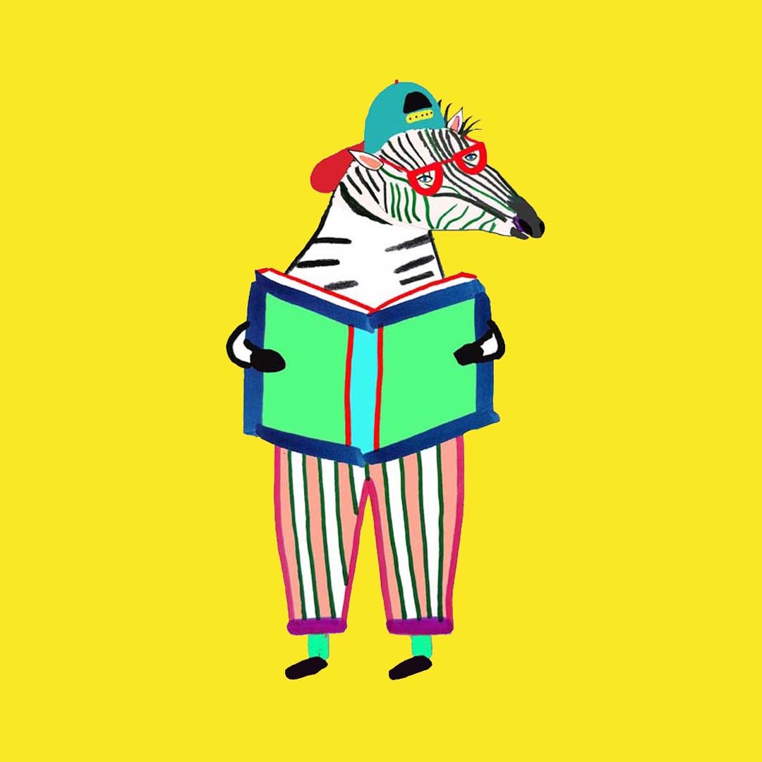 reading illustration, read, books, animal art, childrens illustrator